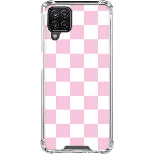 Pink and White Checkerboard Galaxy A12 Clear Case