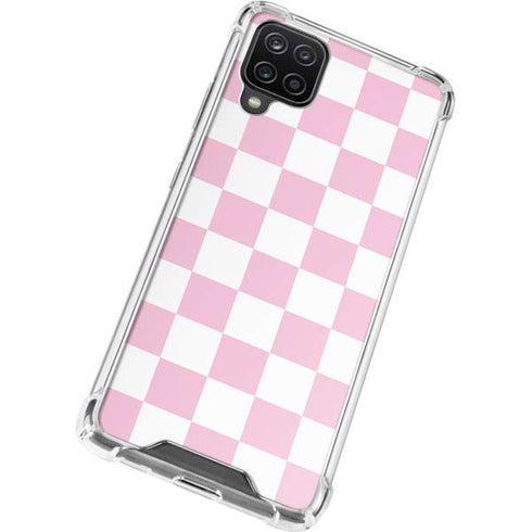 Pink and White Checkerboard Galaxy A12 Clear Case