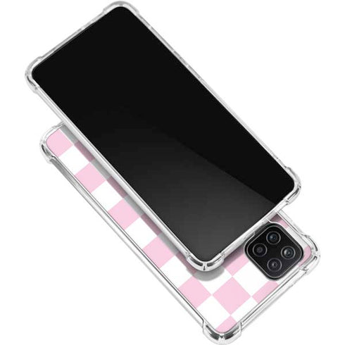 Pink and White Checkerboard Galaxy A12 Clear Case