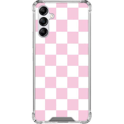 Pink and White Checkerboard Galaxy A14 5G Clear Case