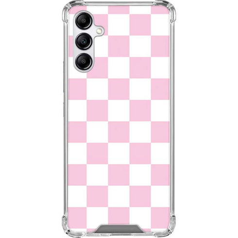 Pink and White Checkerboard Galaxy A15 5G Clear Case