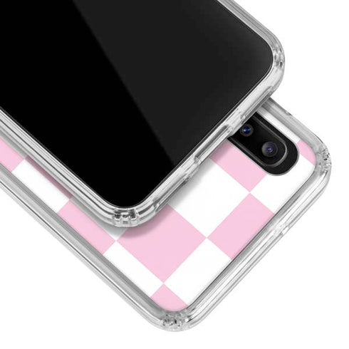 Pink and White Checkerboard Galaxy A20 Clear Case