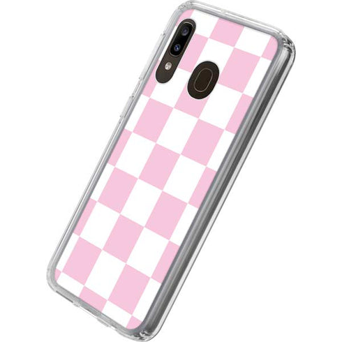 Pink and White Checkerboard Galaxy A20 Clear Case