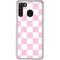 Pink and White Checkerboard Galaxy A21 Clear Case