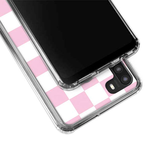 Pink and White Checkerboard Galaxy A21 Clear Case