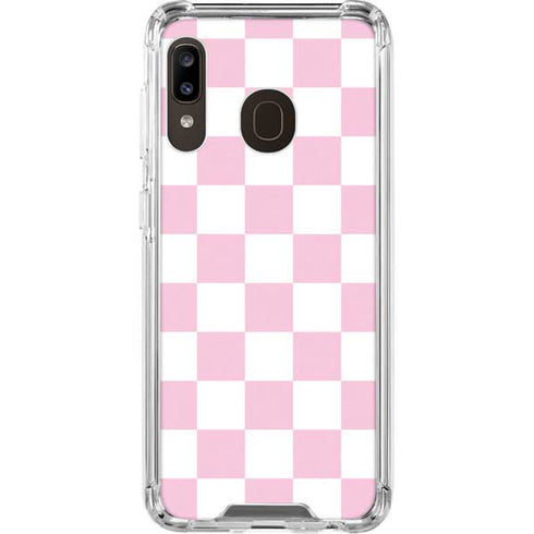 Pink and White Checkerboard Galaxy A30 Clear Case