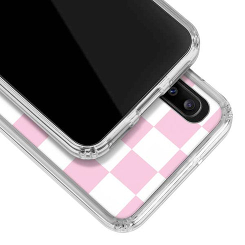 Pink and White Checkerboard Galaxy A30 Clear Case