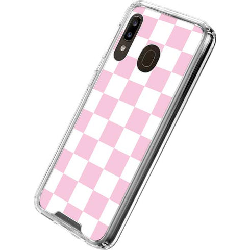 Pink and White Checkerboard Galaxy A30 Clear Case