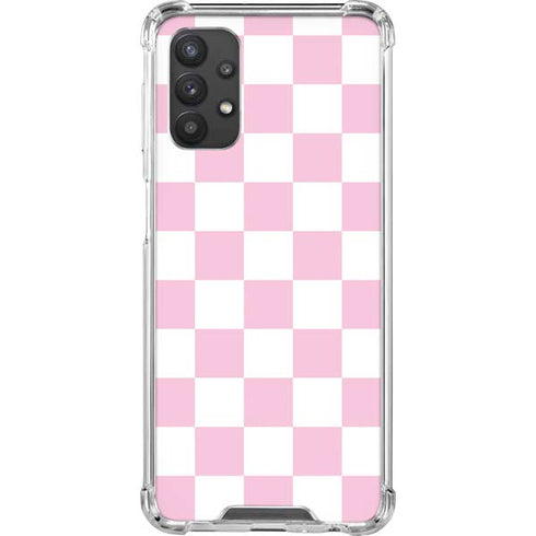 Pink and White Checkerboard Galaxy A32 5G Clear Case