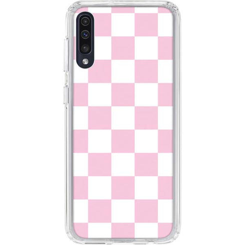Pink and White Checkerboard Galaxy A50 Clear Case