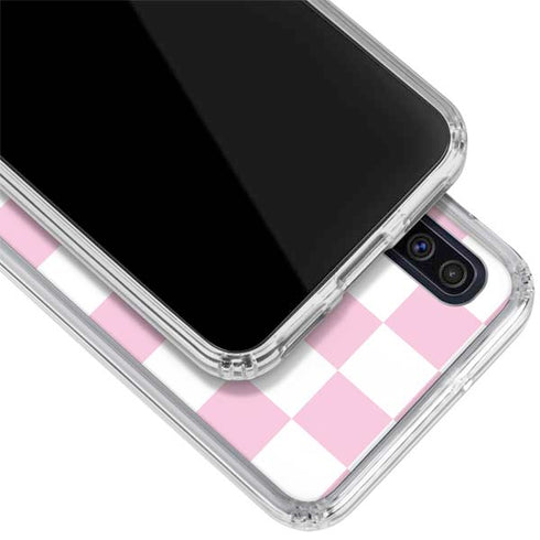 Pink and White Checkerboard Galaxy A50 Clear Case