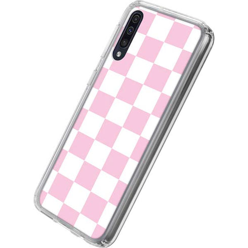 Pink and White Checkerboard Galaxy A50 Clear Case