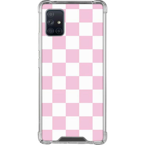 Pink and White Checkerboard Galaxy A51 5G Clear Case