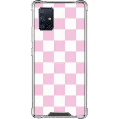 Pink and White Checkerboard Galaxy A71 5G Clear Case