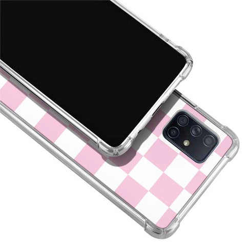 Pink and White Checkerboard Galaxy A71 5G Clear Case