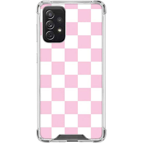 Pink and White Checkerboard Galaxy A72 5G Clear Case