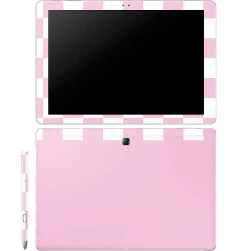 Pink and White Checkerboard Galaxy Book 12in Skin