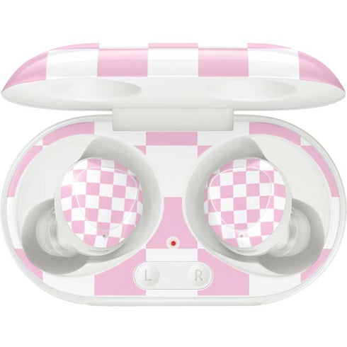 Pink and White Checkerboard Galaxy Buds Plus Skin