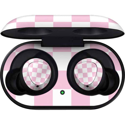 Pink and White Checkerboard Galaxy Buds Skin