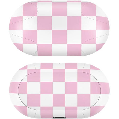 Pink and White Checkerboard Galaxy Buds Skin