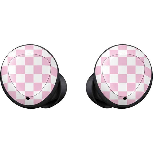 Pink and White Checkerboard Galaxy Buds Skin