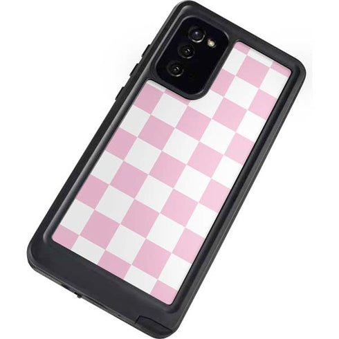 Pink and White Checkerboard Galaxy Note20 5G Waterproof Case
