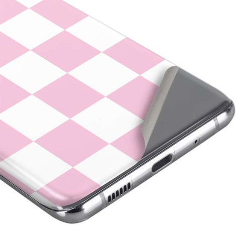 Pink and White Checkerboard Galaxy S20 Plus Skin