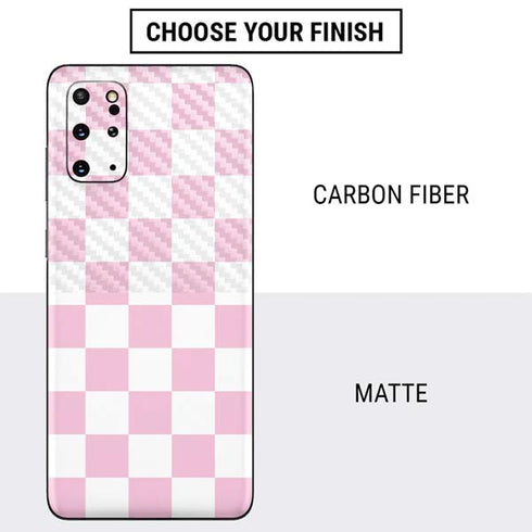 Pink and White Checkerboard Galaxy S20 Plus Skin