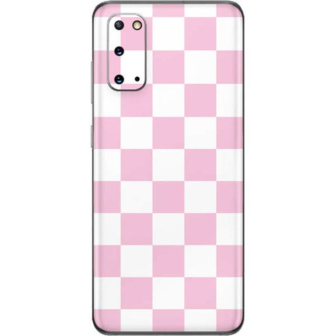 Pink and White Checkerboard Galaxy S20 Skin