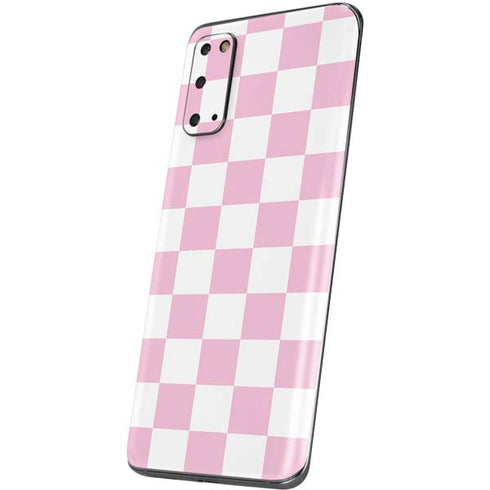 Pink and White Checkerboard Galaxy S20 Skin