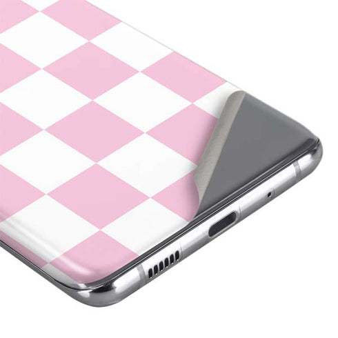 Pink and White Checkerboard Galaxy S20 Skin