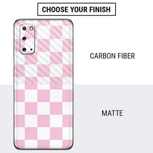 Pink and White Checkerboard Galaxy S20 Skin