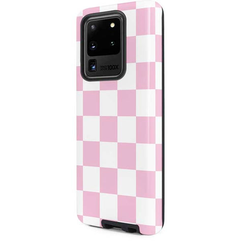 Pink and White Checkerboard Galaxy S20 Ultra 5G Pro Case