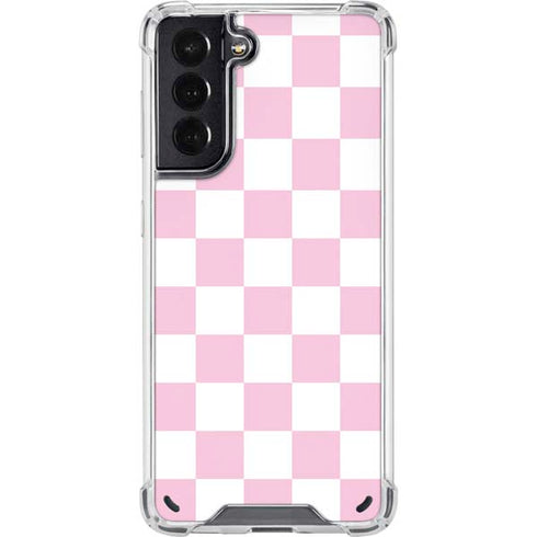 Pink and White Checkerboard Galaxy S21 5G Clear Case