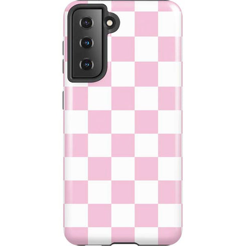 Pink and White Checkerboard Galaxy S21 5G Pro Case