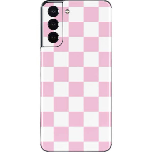 Pink and White Checkerboard Galaxy S21 5G Skin