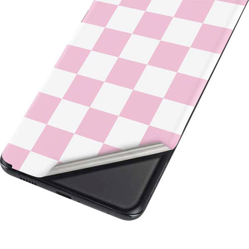 Pink and White Checkerboard Galaxy S21 5G Skin