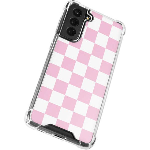 Pink and White Checkerboard Galaxy S21 FE Clear Case