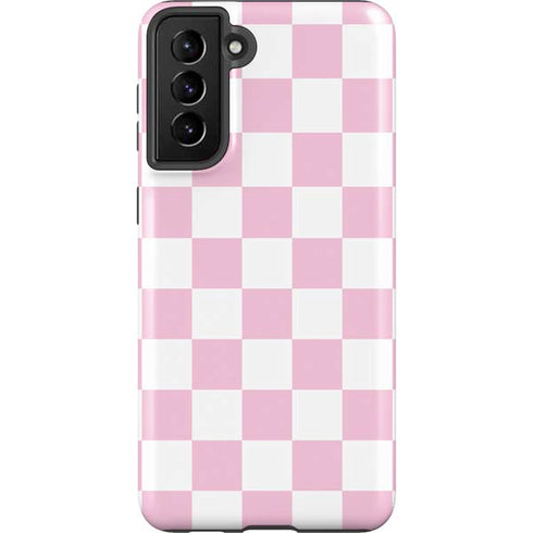 Pink and White Checkerboard Galaxy S21 FE Pro Case