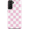 Pink and White Checkerboard Galaxy S21 FE Pro Case
