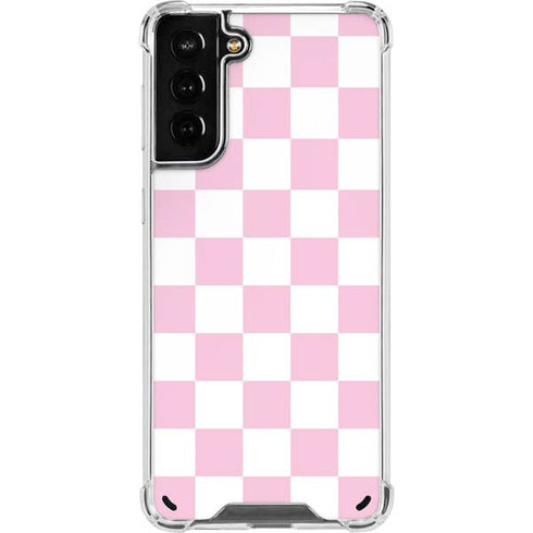 Pink and White Checkerboard Galaxy S21 Plus 5G Clear Case
