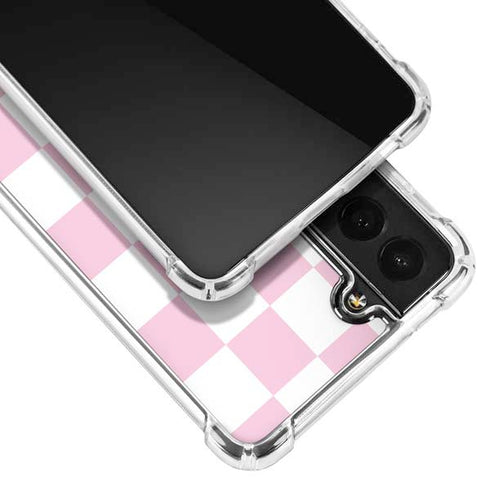 Pink and White Checkerboard Galaxy S21 Plus 5G Clear Case