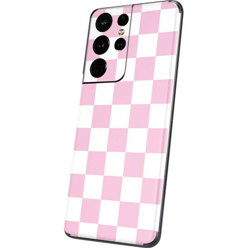 Pink and White Checkerboard Galaxy S21 Ultra 5G Skin