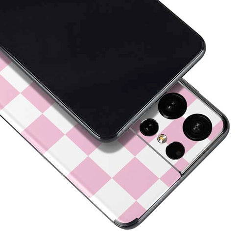 Pink and White Checkerboard Galaxy S21 Ultra 5G Skin