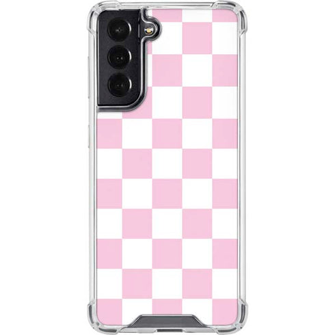 Pink and White Checkerboard Galaxy S22 Clear Case