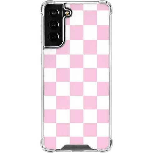 Pink and White Checkerboard Galaxy S22 Plus Clear Case