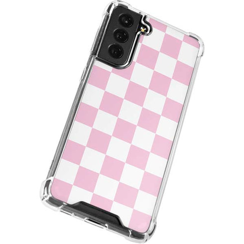 Pink and White Checkerboard Galaxy S22 Plus Clear Case