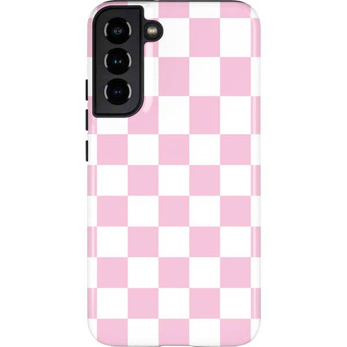 Pink and White Checkerboard Galaxy S22 Plus Pro Case