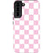 Pink and White Checkerboard Galaxy S22 Plus Pro Case
