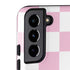 Pink and White Checkerboard Galaxy S22 Plus Pro Case